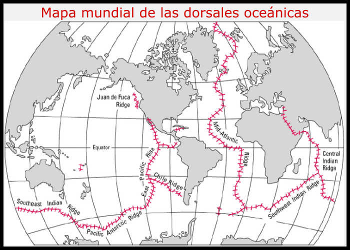 mapa de dorsales oceanicas