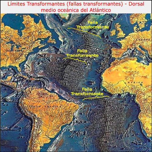 Límites transformantes en las dorsales oceánicas