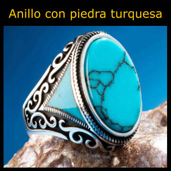 anillo con piedra turquesa